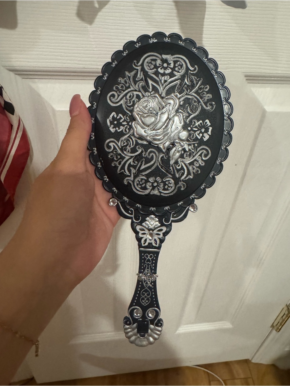 Gothic Silver Rose Handmade black/silver mirror